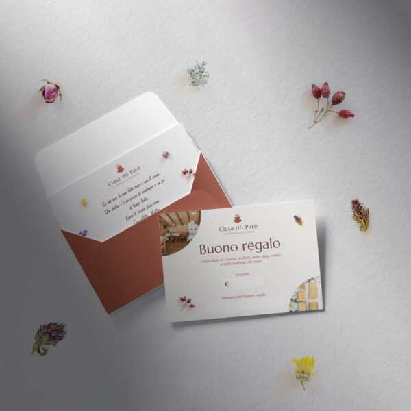 Buono regalo Cartaceo Gift Card per l'Osteria dò Parè e per lo shop